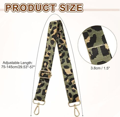 uxcell Purse Straps Replacement Crossbody, 1.5 Inch Wide Shoulder Bag Strap Adjustable Canvas Straps for Handbag Wallet Clutch Bags with Light Gold Buckle, Dark Green Leopard in Saudi Arabia