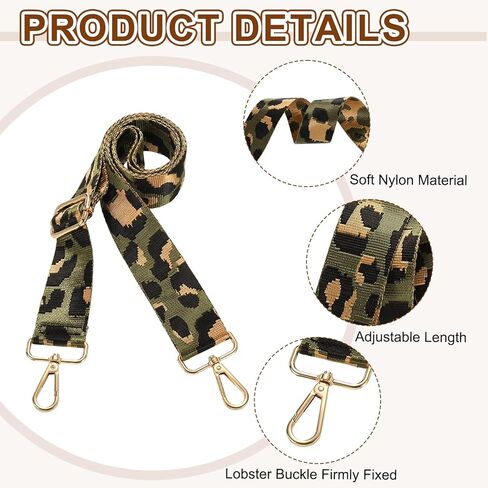 uxcell Purse Straps Replacement Crossbody, 1.5 Inch Wide Shoulder Bag Strap Adjustable Canvas Straps for Handbag Wallet Clutch Bags with Light Gold Buckle, Dark Green Leopard in Saudi Arabia