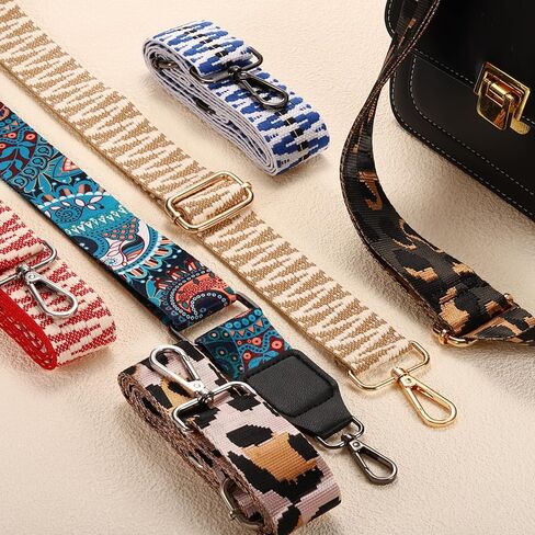 uxcell Purse Straps Replacement Crossbody, 1.5 Inch Wide Shoulder Bag Strap Adjustable Canvas Straps for Handbag Wallet Clutch Bags with Light Gold Buckle, Dark Green Leopard in Saudi Arabia