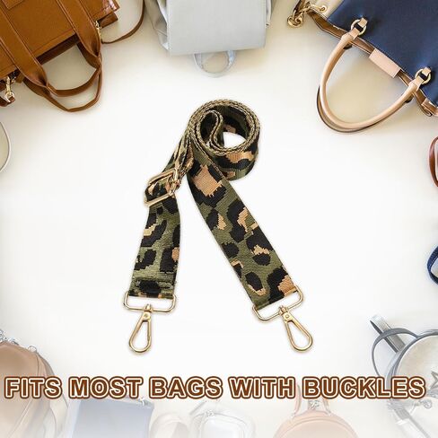 uxcell Purse Straps Replacement Crossbody, 1.5 Inch Wide Shoulder Bag Strap Adjustable Canvas Straps for Handbag Wallet Clutch Bags with Light Gold Buckle, Dark Green Leopard in Saudi Arabia