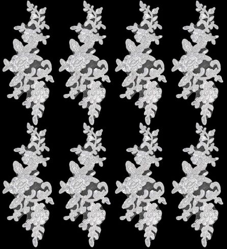 GORGECRAFT 4 قطع من رقع الدانتيل المطرزة بالترتر وزهور أوراق الشجر والدانتيل وخياطة الزهور والنسيج الحرفي لتزيين الملابس DIY وسراويل الخياطة والزفاف (ذهبي) in Kuwait