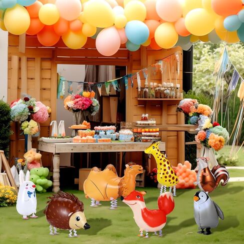 KESOTE 9 Pack Zoo Animal Balloons 25" Walking Balloons Animal Theme Party Decorations, Baby Shower Birthday Party Supplies in Saudi Arabia