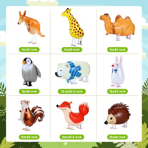 KESOTE 9 Pack Zoo Animal Balloons 25" Walking Balloons Animal Theme Party Decorations, Baby Shower Birthday Party Supplies in Saudi Arabia