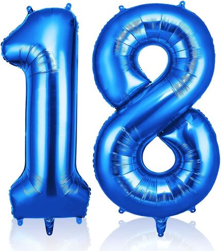 بالون ذهبي رقم 18 مقاس 40 بوصة لتزيين عيد الميلاد الثامن عشر، بالونات عيد ميلاد كبيرة من رقائق معدنية رقم 1 و8 بالونات تضخيم ذاتي للأولاد والبنات والرجال والنساء وأعياد الميلاد وديكورات حفلات الذكرى السنوية in Kuwait