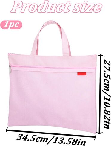 Needlepoint Project Bag 13.6" x 11" Mesh Zipper Pouch Double Pocket Waterproof Carrying Bag with Handle for Sewing Organizer Storage Arts Coloring Books Cross Stitch Embroidery Supplies(Pink) in Saudi Arabia
