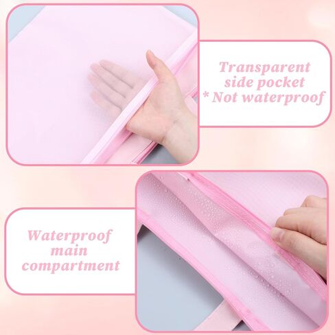 Needlepoint Project Bag 13.6" x 11" Mesh Zipper Pouch Double Pocket Waterproof Carrying Bag with Handle for Sewing Organizer Storage Arts Coloring Books Cross Stitch Embroidery Supplies(Pink) in Saudi Arabia