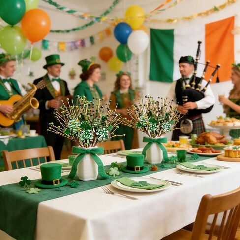 6 Pcs St. Patricks Day Decorations St. Patrick's Shamrock Picks Vase Artificial Clover Branches Berry Stems Decoration for Table Centerpiece Floral Arrangements Party Irish Vase Decor in Saudi Arabia