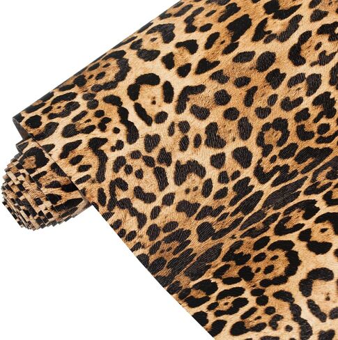 Leopard Print Faux Leather Fabric 16x54 Inches (41x137cm) - Animal Skin Textured Synthetic Leather, Multi-Purpose Crafting Material for Hair Accessories, Makeup Bags, Handbags (Brown-S) in Saudi Arabia