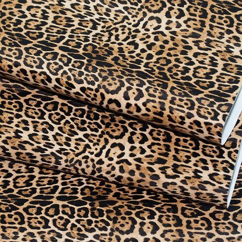 Leopard Print Faux Leather Fabric 16x54 Inches (41x137cm) - Animal Skin Textured Synthetic Leather, Multi-Purpose Crafting Material for Hair Accessories, Makeup Bags, Handbags (Brown-S) in Saudi Arabia