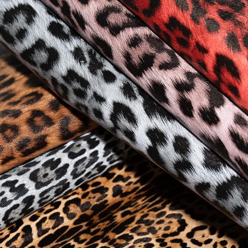 Leopard Print Faux Leather Fabric 16x54 Inches (41x137cm) - Animal Skin Textured Synthetic Leather, Multi-Purpose Crafting Material for Hair Accessories, Makeup Bags, Handbags (Brown-S) in Saudi Arabia