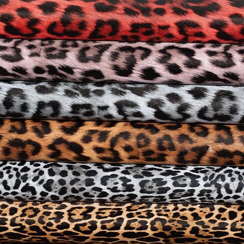 Leopard Print Faux Leather Fabric 16x54 Inches (41x137cm) - Animal Skin Textured Synthetic Leather, Multi-Purpose Crafting Material for Hair Accessories, Makeup Bags, Handbags (Brown-S) in Saudi Arabia