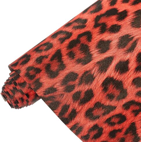 Leopard Print Faux Leather Fabric 16x54 Inches (41x137cm) - Animal Skin Textured Synthetic Leather, Multi-Purpose Crafting Material for Hair Accessories, Makeup Bags, Handbags (Brown-S) in Saudi Arabia