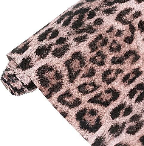 Leopard Print Faux Leather Fabric 16x54 Inches (41x137cm) - Animal Skin Textured Synthetic Leather, Multi-Purpose Crafting Material for Hair Accessories, Makeup Bags, Handbags (Brown-S) in Saudi Arabia