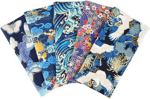5 Pcs Japanese Style Fabric Squares Fat Quarters Cotton Wrapping Cloth Quilting Fabric Bundles for DIY Patchwork Sewing,10x8 Inch in Saudi Arabia