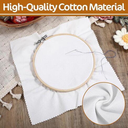 36 Pcs Embroidery Fabric Squares Cotton, Squares of 10 x 10-inch, White in Saudi Arabia