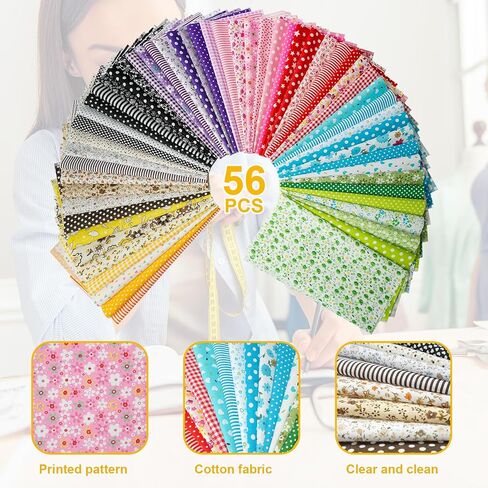 56pcs 10 x 10 inches Floral Precut Fabric Squares Cotton Fabric Bundles for DIY Quilting Sewing Patchwork Crafts in Saudi Arabia