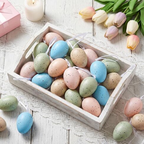 Riceshoot 20 Pcs Easter Tree Ornaments Easter Speckled Eggs Bulk 2.4 Inch Plastic Speckled Pastel Eggs for Tree Spring Bowl Vase Basket Fillers Colorful Table Decor for Crafts DIY Party Favor Gifts in Saudi Arabia