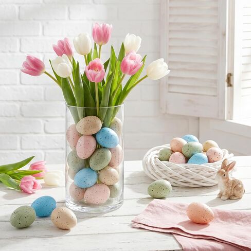 Riceshoot 20 Pcs Easter Tree Ornaments Easter Speckled Eggs Bulk 2.4 Inch Plastic Speckled Pastel Eggs for Tree Spring Bowl Vase Basket Fillers Colorful Table Decor for Crafts DIY Party Favor Gifts in Saudi Arabia