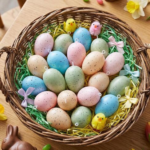 Riceshoot 20 Pcs Easter Tree Ornaments Easter Speckled Eggs Bulk 2.4 Inch Plastic Speckled Pastel Eggs for Tree Spring Bowl Vase Basket Fillers Colorful Table Decor for Crafts DIY Party Favor Gifts in Saudi Arabia
