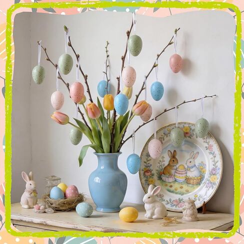 Riceshoot 20 Pcs Easter Tree Ornaments Easter Speckled Eggs Bulk 2.4 Inch Plastic Speckled Pastel Eggs for Tree Spring Bowl Vase Basket Fillers Colorful Table Decor for Crafts DIY Party Favor Gifts in Saudi Arabia
