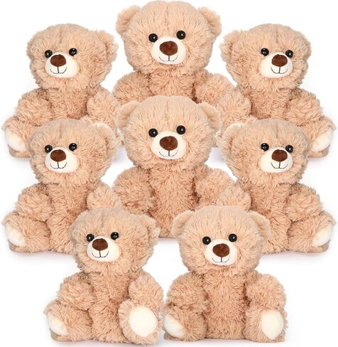 Jenaai 8 Pcs 10 Inch Bear Stuffed Animals Bulk Cute Baby Shower Small Plush Bears Party Favors for Baby Shower Wedding Birthday Graduation Centerpiece Decoration(Stylish,Light Brown) in Saudi Arabia