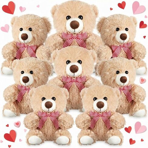 Jenaai 8 Pcs 10 Inch Bear Stuffed Animals Bulk Cute Baby Shower Small Plush Bears Party Favors for Baby Shower Wedding Birthday Graduation Centerpiece Decoration(Stylish,Light Brown) in Saudi Arabia
