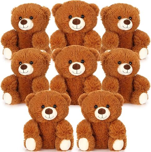Jenaai 8 Pcs 10 Inch Bear Stuffed Animals Bulk Cute Baby Shower Small Plush Bears Party Favors for Baby Shower Wedding Birthday Graduation Centerpiece Decoration(Stylish,Light Brown) in Saudi Arabia