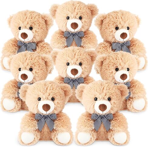 Jenaai 8 Pcs 10 Inch Bear Stuffed Animals Bulk Cute Baby Shower Small Plush Bears Party Favors for Baby Shower Wedding Birthday Graduation Centerpiece Decoration(Stylish,Light Brown) in Saudi Arabia