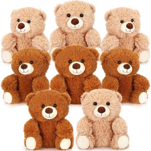 Jenaai 8 Pcs 10 Inch Bear Stuffed Animals Bulk Cute Baby Shower Small Plush Bears Party Favors for Baby Shower Wedding Birthday Graduation Centerpiece Decoration(Stylish,Light Brown) in Saudi Arabia