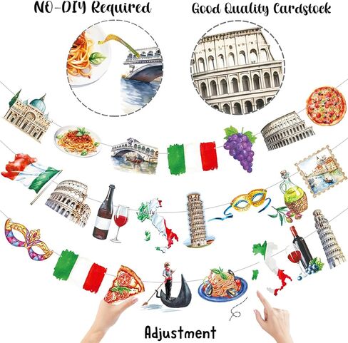 Italy Party Banners 3PCS Italian Themed Party Decorations Roman Colosseum Pizza Cutout Banner Italian Birthday Decor for Italy Buon Compleanno Party Supplies in Saudi Arabia