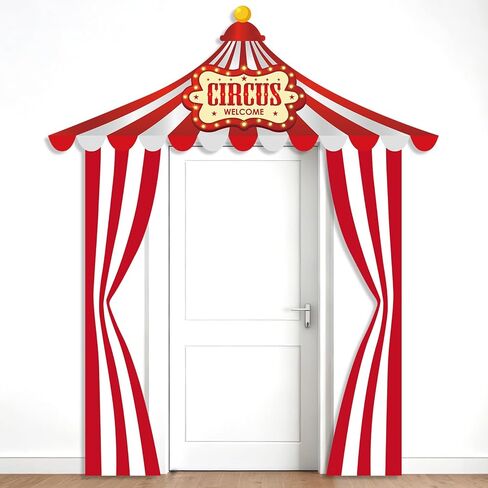 3 Pcs Carnival Party Decorations Circus Tent Door Banners Carnival Circus Theme Decorations Red White Striped Banner Concession Stand for Clown Birthday Party Classroom Supplies Photo Booth Props in Saudi Arabia