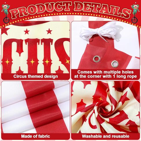 3 Pcs Carnival Party Decorations Circus Tent Door Banners Carnival Circus Theme Decorations Red White Striped Banner Concession Stand for Clown Birthday Party Classroom Supplies Photo Booth Props in Saudi Arabia