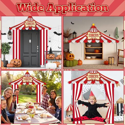 3 Pcs Carnival Party Decorations Circus Tent Door Banners Carnival Circus Theme Decorations Red White Striped Banner Concession Stand for Clown Birthday Party Classroom Supplies Photo Booth Props in Saudi Arabia