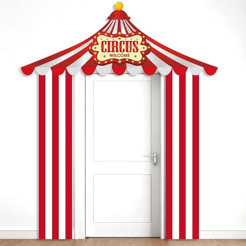 3 Pcs Carnival Party Decorations Circus Tent Door Banners Carnival Circus Theme Decorations Red White Striped Banner Concession Stand for Clown Birthday Party Classroom Supplies Photo Booth Props in Saudi Arabia