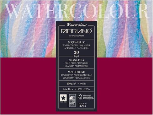 Fabriano 72612432 Watercolour Paper, Cotton, White, 24 x 32 x 0.5 cm in Saudi Arabia