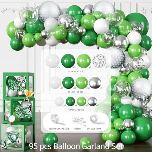 257 Pcs Golf Birthday Decorations, Golf Theme Tableware Serves 25, All-in-1 Pack Includes Plates, Let's Par-Tee Backdrop Tablecloth, Balloon Boxes, Balloon Kit for Golf Party Decorations in Saudi Arabia