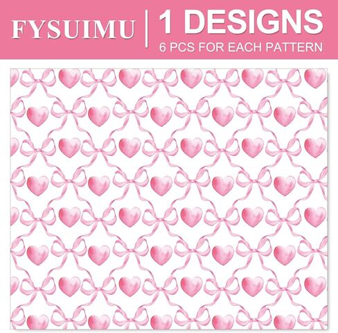 FYSUIMU 6 ورقات ورق تغليف عيد الحب - غير قابلة لللف - ورق تغليف هدايا على شكل قلب وردي بألوان مائية مطوية بشكل مسطح للحرف اليدوية اليدوية في عيد الحب، 19.7 × 27.6 بوصة in Saudi Arabia
