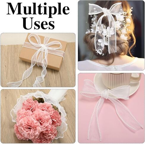 Zeyune 3.8 Yard Bouquet Wrapping Paper with 1.5 Inch x 2.2 Yard Pearl Edge Ribbon, Flower Wrapping Paper Pearl Edge for DIY Crafts Party Favor Decor Florist Supplies Wedding Gift Packaging in Saudi Arabia