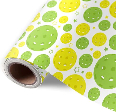 FYSUIMU Pickleball Wrapping Paper - Mini Roll - 17 Inch x 32.8 Ft Green Yellow Ball Gift Wrap Paper for Sport Theme Birthday Baby Shower Party DIY Crafts Supplies in Saudi Arabia
