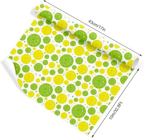 FYSUIMU Pickleball Wrapping Paper - Mini Roll - 17 Inch x 32.8 Ft Green Yellow Ball Gift Wrap Paper for Sport Theme Birthday Baby Shower Party DIY Crafts Supplies in Saudi Arabia