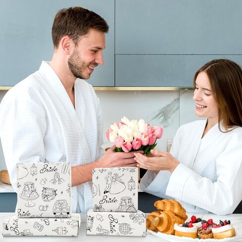 Whaline Wedding Wrapping Paper -Not Roll- Black Gift Wrap Paper Bulk Folded Flat Wedding Car Bride Groom Bow Art Papers for Bridal Shower, 6 Sheet, 27.6 x 39.4 Inch in Saudi Arabia
