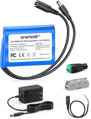 SPARKOLE 12V Battery Pack Rechargeable 5200mAh Lithium Ion Battery for LED Strip/CCTV Camera/Electronic Organ/Optical Network Unit/Router,Portable 12 Volt Battery DC5521 Interface (Blue) in Saudi Arabia