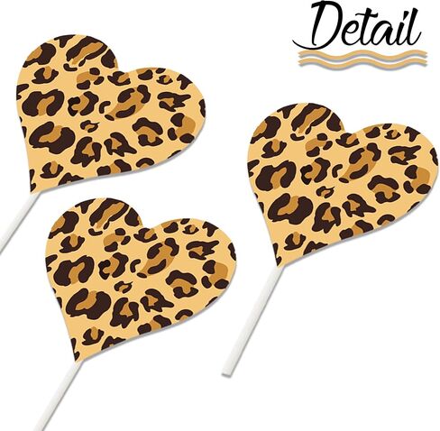 Cheetah Heart Cupcake Toppers Leopard Print Party Decorations 24PCS Cheetah Theme Print Heart Cake Picks for Wild Animals Baby Shower Birthday Engagement Bachelorette Bridal Shower Supplies in Saudi Arabia