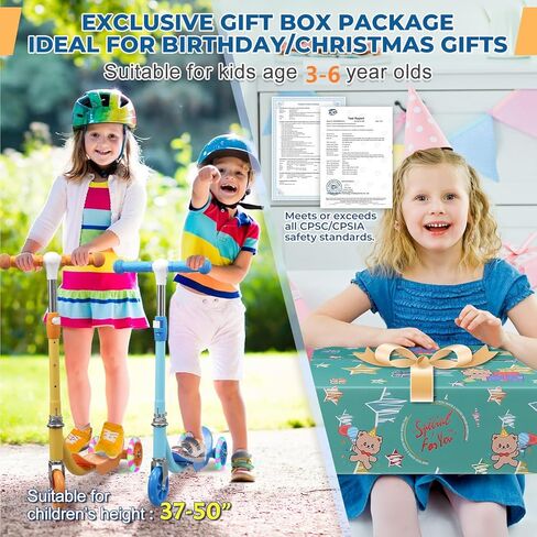 سكوتر للأطفال مع ارتفاع قابل للتعديل وعجلات فلاش LED | 3 مستويات نمو للأعمار من 3 إلى 6 سنوات | متعة في الهواء الطلق للأولاد والبنات (37 إلى 50 بوصة) in Kuwait