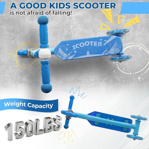 سكوتر للأطفال مع ارتفاع قابل للتعديل وعجلات فلاش LED | 3 مستويات نمو للأعمار من 3 إلى 6 سنوات | متعة في الهواء الطلق للأولاد والبنات (37 إلى 50 بوصة) in Kuwait