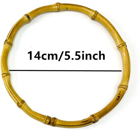 Bamboo Purse Handle, 2PCS Round Wooden Rings Holders, 5.5 inch Bamboo Purse Handles Bag Handle Replacements for Beach Straw Bag Purse Handles DIY Crafting Making Decorations in Saudi Arabia