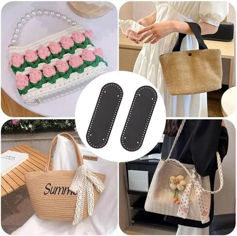 2pcs Black PU Cross-patterned Oval Base Plate Accessory, Suitable For DIY Hand-woven Bag Bottomsand Wallet Sewing. in Saudi Arabia