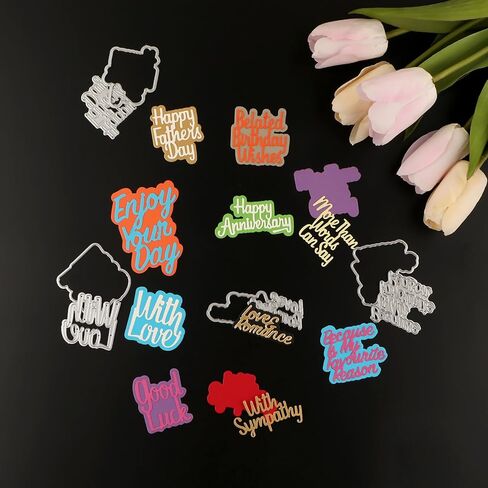 Words Dies for Card Making Make Time for You, You Make My World Twin, Angels are Near, Love Romance Alphabets Metal Die Cuts Punch Template for DIY Scrapbooking Paper Crafts Greeting (Words 13) in Saudi Arabia