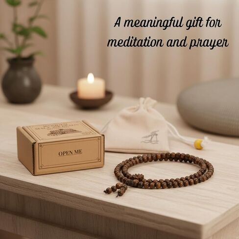 108 Mala Beads Prayer Beads, Wooden Bead Bracelet, Meditation Accessories, Bead Bracelet Men, Natural Wood Bead Chain in Saudi Arabia