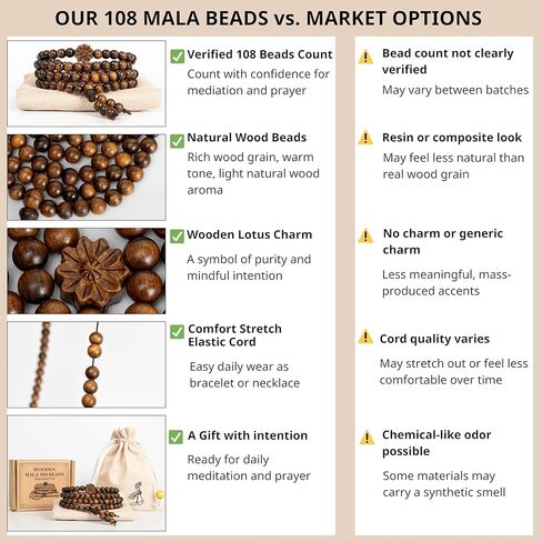 108 Mala Beads Prayer Beads, Wooden Bead Bracelet, Meditation Accessories, Bead Bracelet Men, Natural Wood Bead Chain in Saudi Arabia